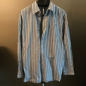 Men's Button-Front Dress Shirt Large Striped